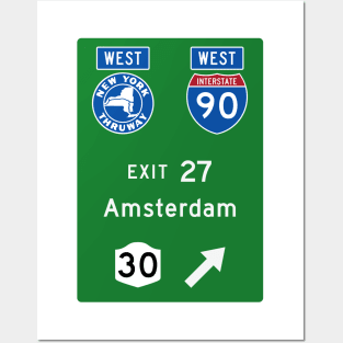 New York Thruway Westbound Exit 27: Amsterdam NY Route 30 Posters and Art